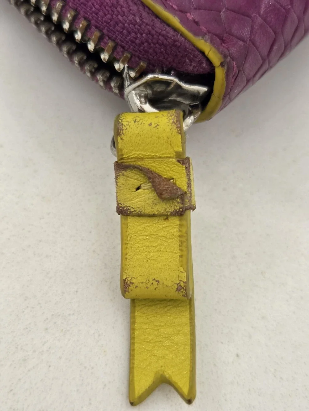 Lodis Wallet Purple Python Snake Print Zip Around Magenta Lime Green Leather